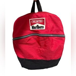 Vintage 1990s Marlboro Unlimited Backpack w/Zipper Enclosure & Adjustable Straps